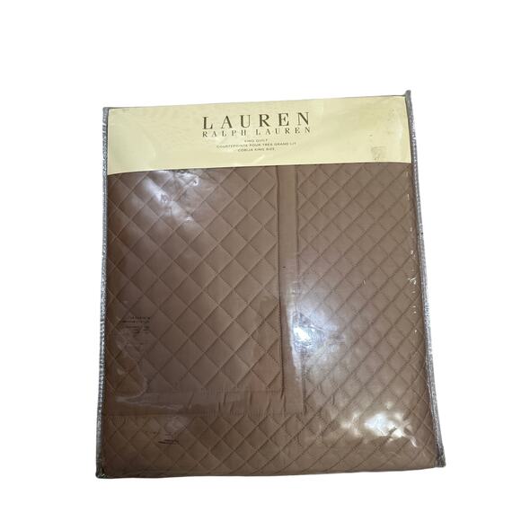 Lauren Ralph Lauren Home Collection Tan Solid Color Diamond King Quilt $438 MSRP - Picture 1 of 5
